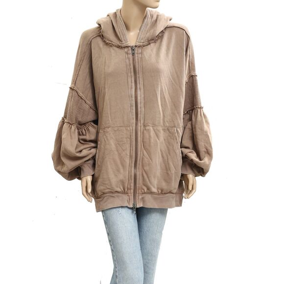 Free People Oversized Ribbed Sweatshirt Top Balloon Sleeve Slouchy S NWD 283631 - Picture 3 of 11